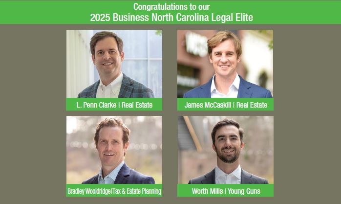 Headshots of Longleaf Law attorneys honored as NC's Legal Elite 2025